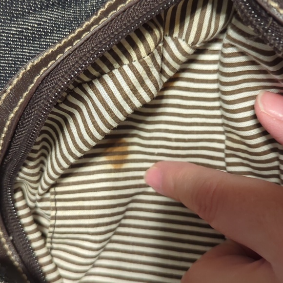 Thirty-one denim shoulder bag with brown handles - Picture 4 of 5